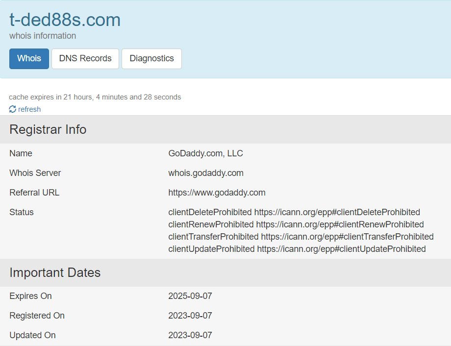 T Ded88s.com Whois