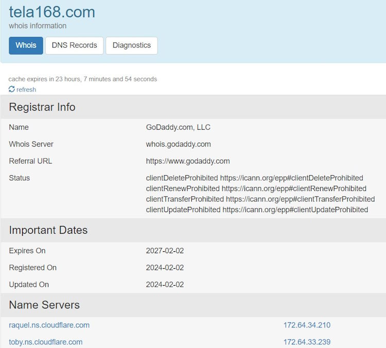 Tela168 Whois